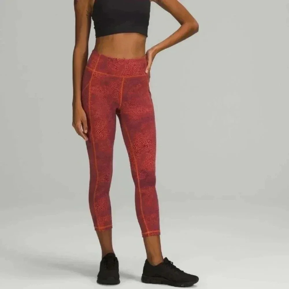 Lululemon Invigorate High-Rise Crop 23"Crackle Glaze Vintage Orange Lark…